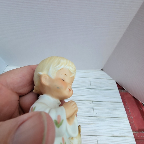 1983 Gorham Gods In His Heaven Girl Praying With Cat/Kitten Figurine Ceramic - Picture 8 of 12